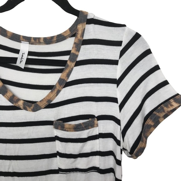 Twenty Ten Black White Stripe Short Sleeve Tee T Shirt Approx Medium - Picture 4 of 8